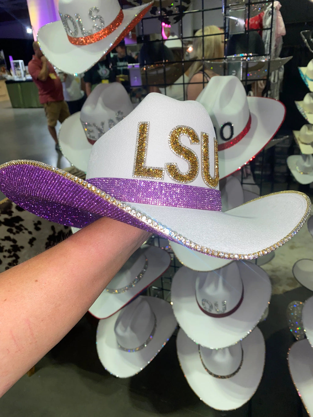 Rhinestone Cowgirl LSU HAT — main product shot