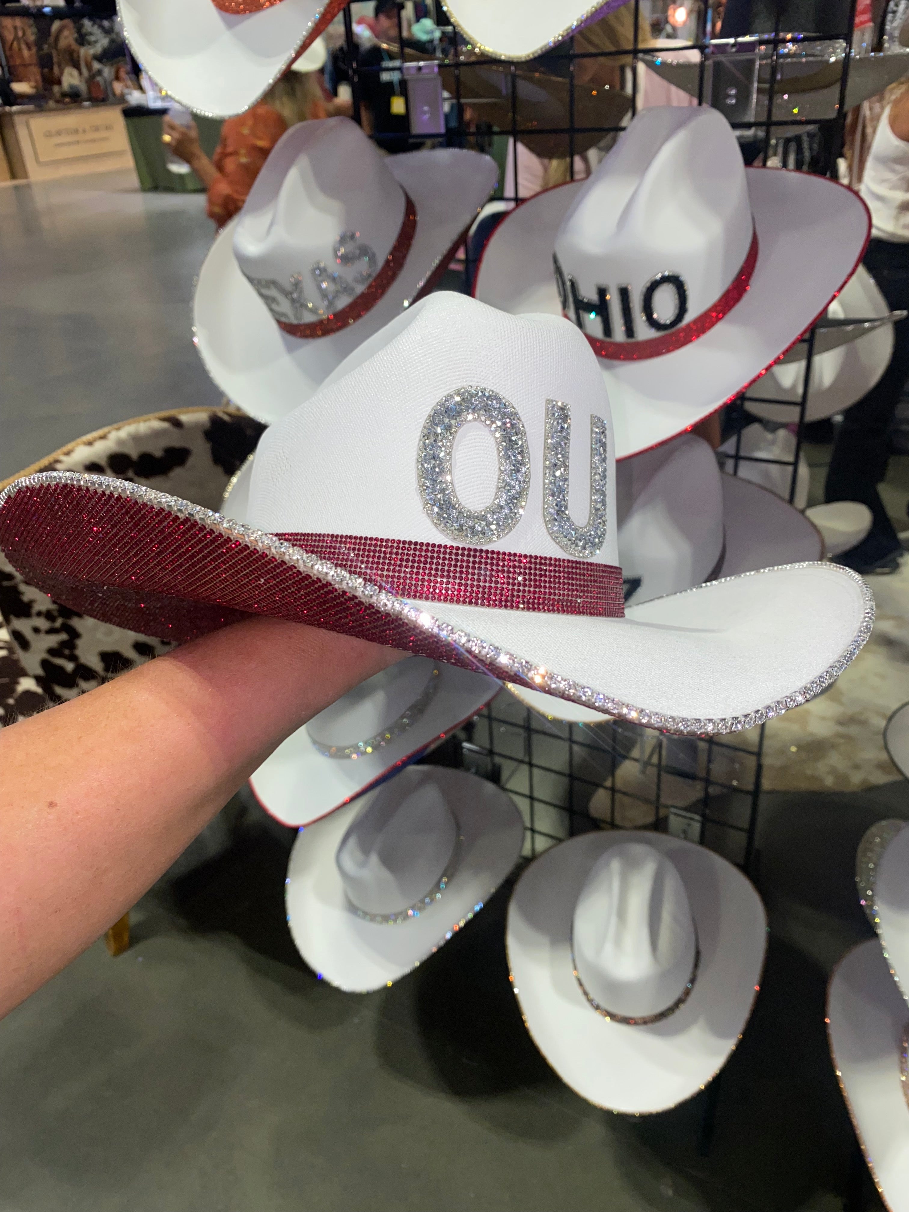 Rhinestone Cowgirl University of Oklahoma Hat — detail close-up