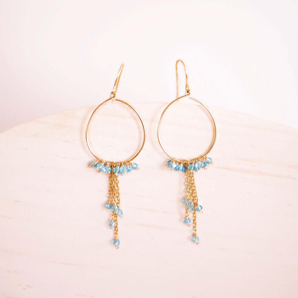 PARKEN JEWELRY Green Apatite Mini Swing Earrings — in-use photo