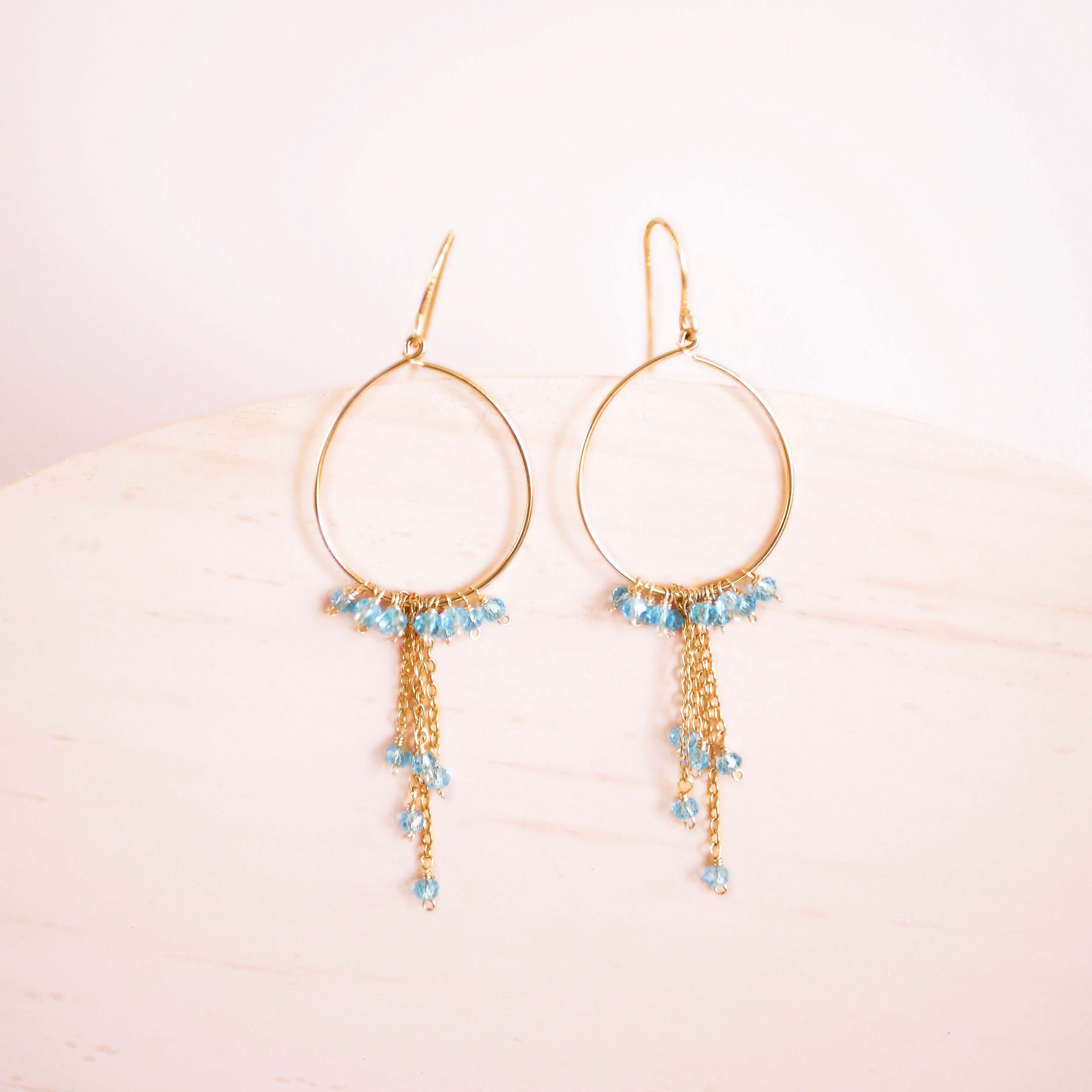 PARKEN JEWELRY Green Apatite Mini Swing Earrings — in-use photo