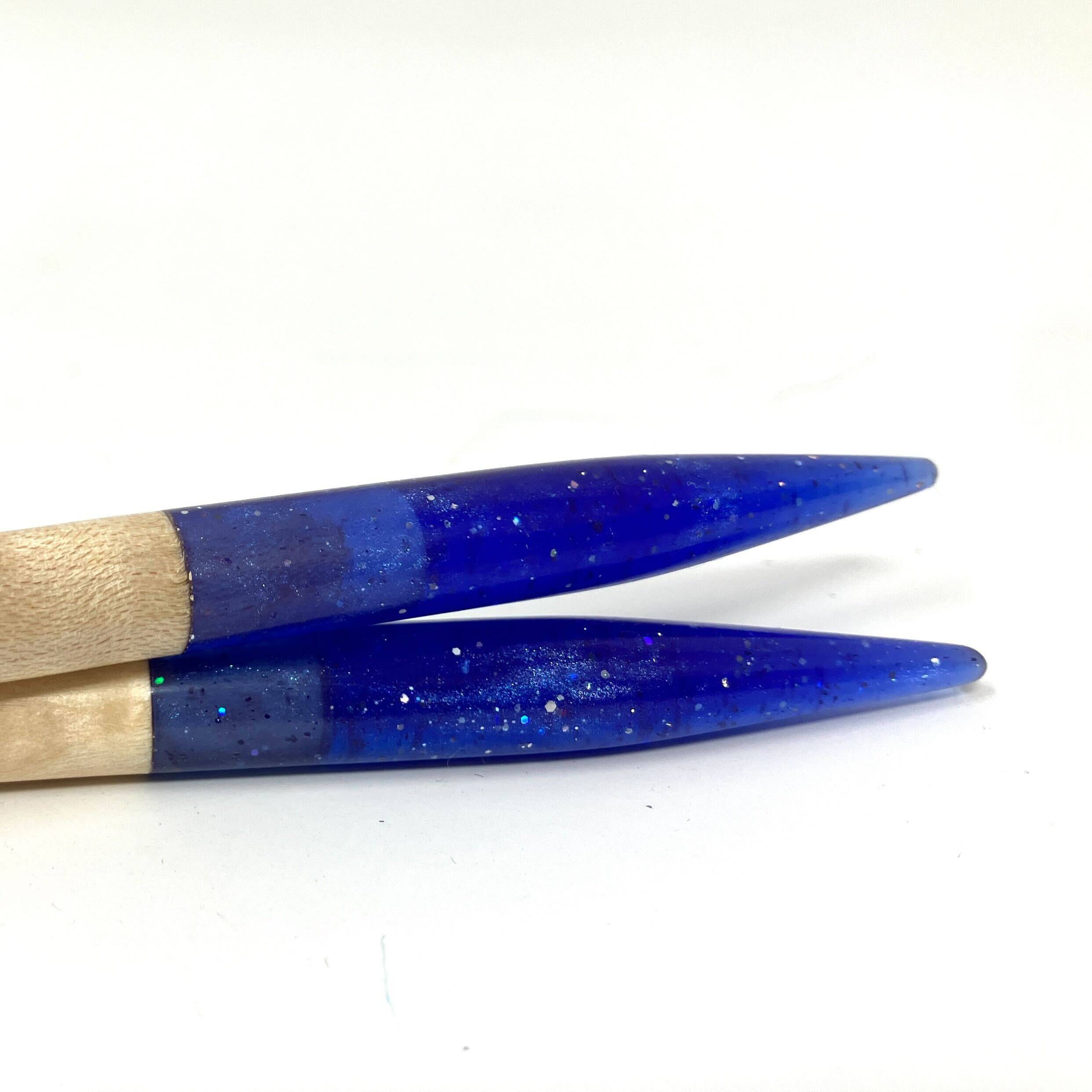Darn Good Yarn Purple Glitter Resin & Maple Knitting Needles — Purple detail