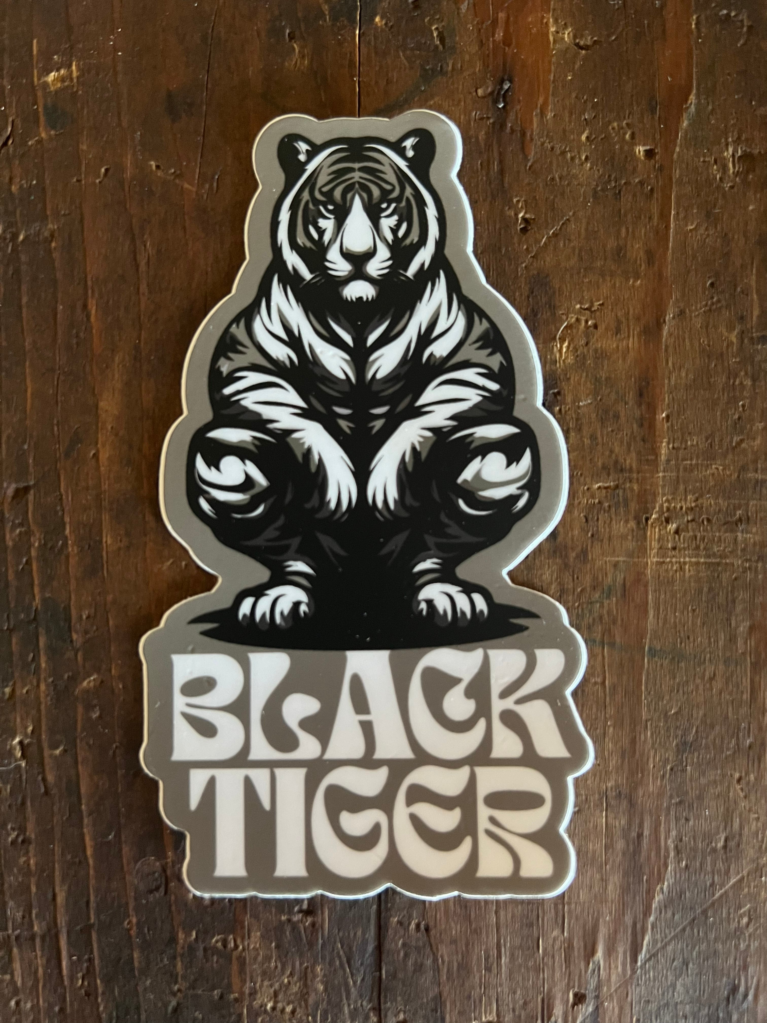 Black Tiger International Black Tiger Outline White Sticker — detail and construction