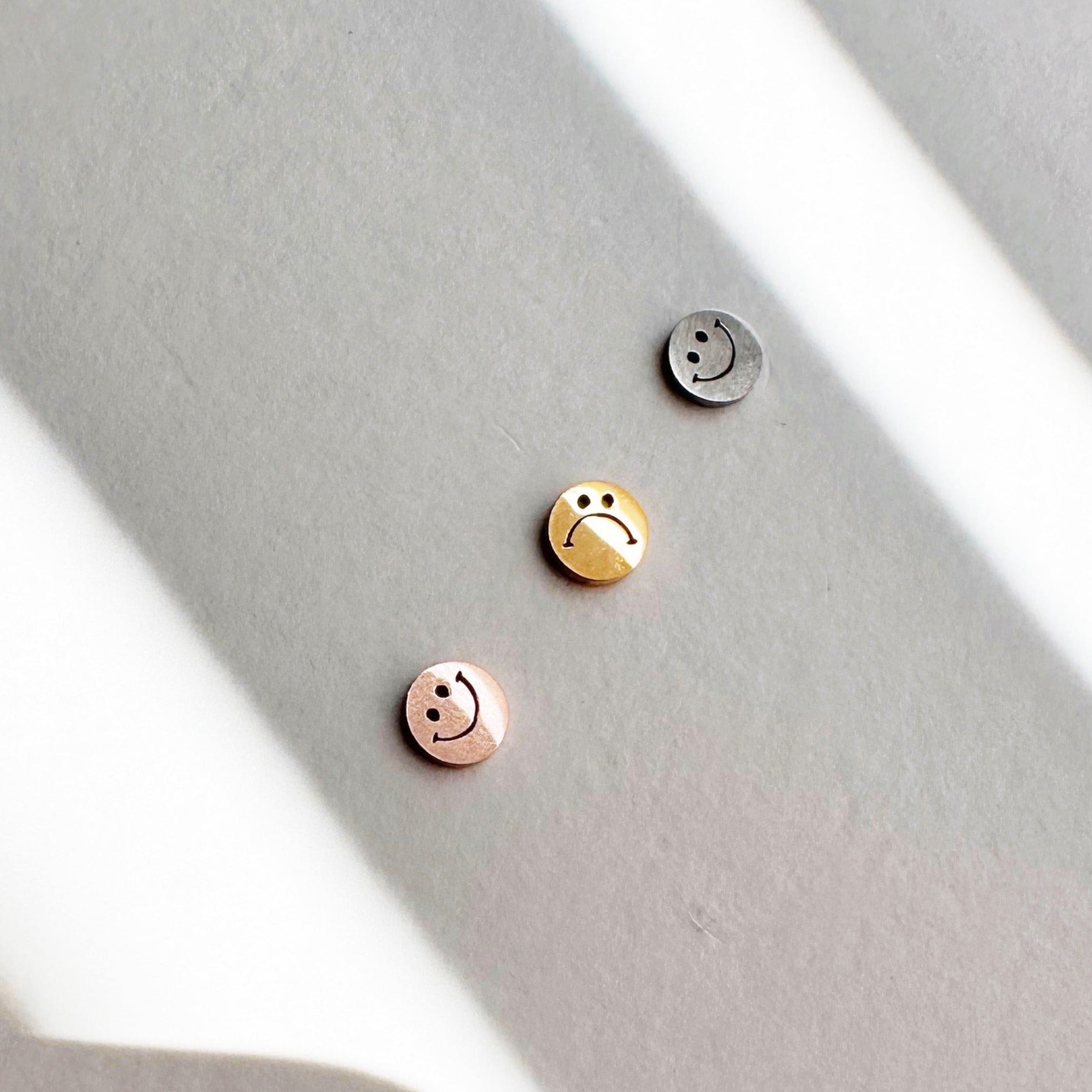 Happy & Sad Smiley Metal Stud Earrings – Plant Dosage LLC