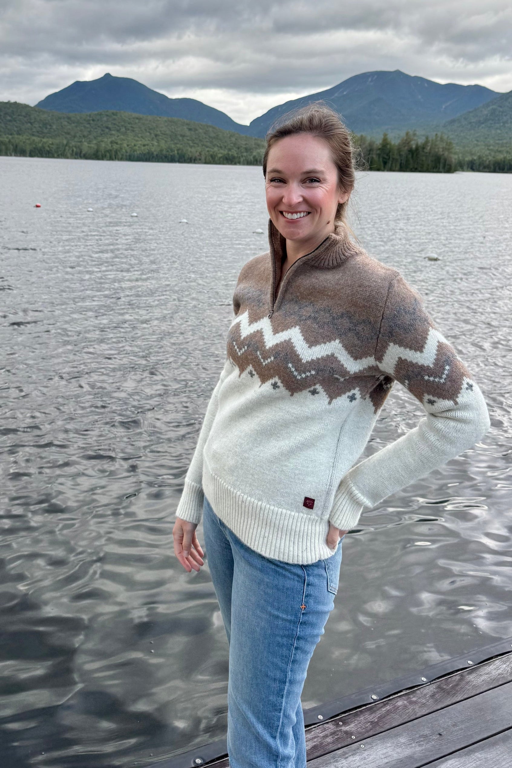 Adirondack Field Skyward Alpaca/Wool Sweater (Brown) — lifestyle context