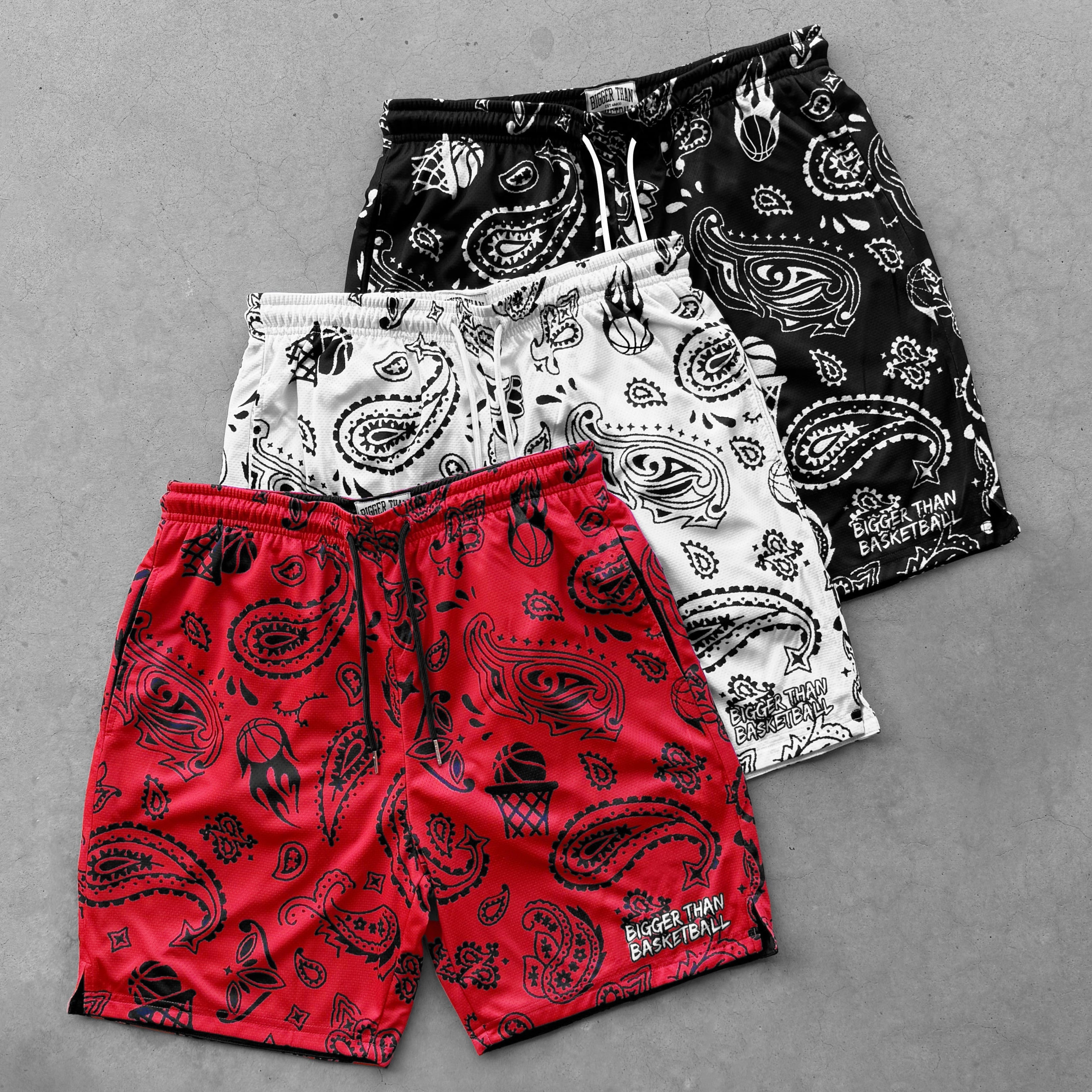 Bigger Than Basketball Court Bandit - Shorts - Black — Bigger Than Basketball branding close-up