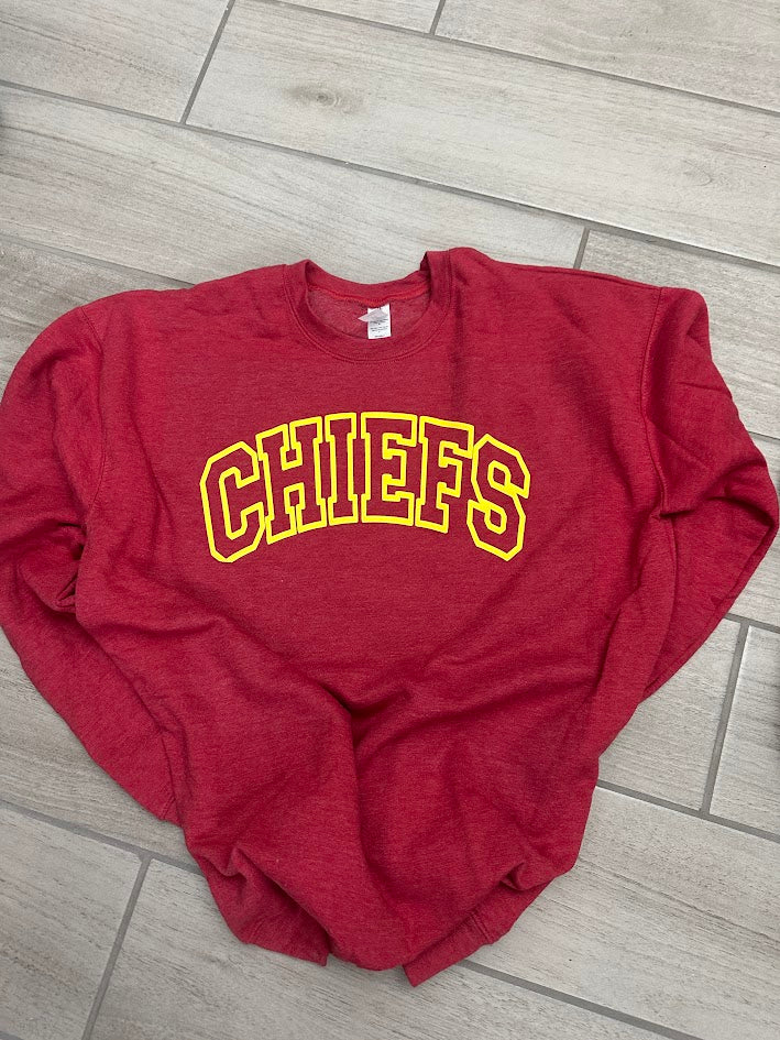 A Blessed Texas Mess Boutique Custom Puff Print Chiefs Sweatshirt, Embossed Chiefs Sweatshirt, Custom School… — main product shot