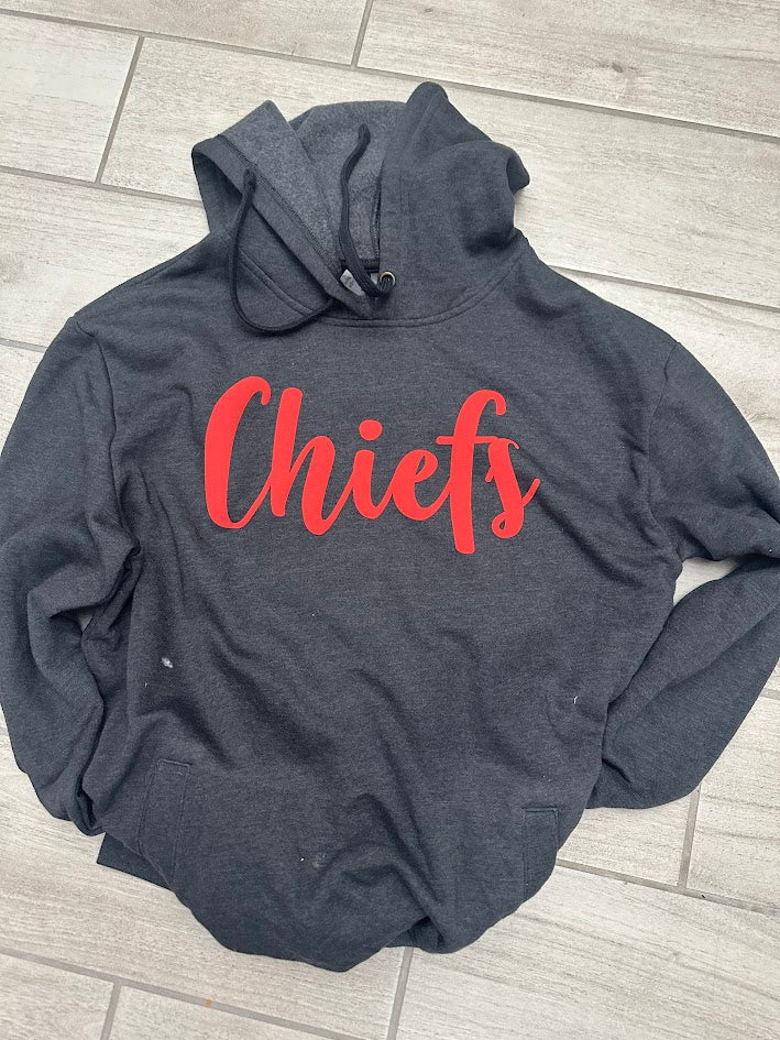 A Blessed Texas Mess Boutique Custom Puff Print Chiefs Sweatshirt, Embossed Chiefs Sweatshirt, Custom School… — main product shot