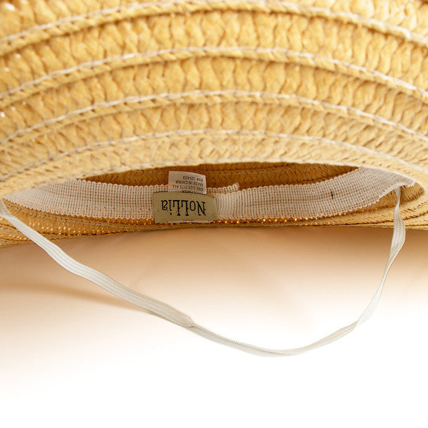 KADOU BOUTIQUE Women's Wide Brim Bow Straw Beach Hat — back view
