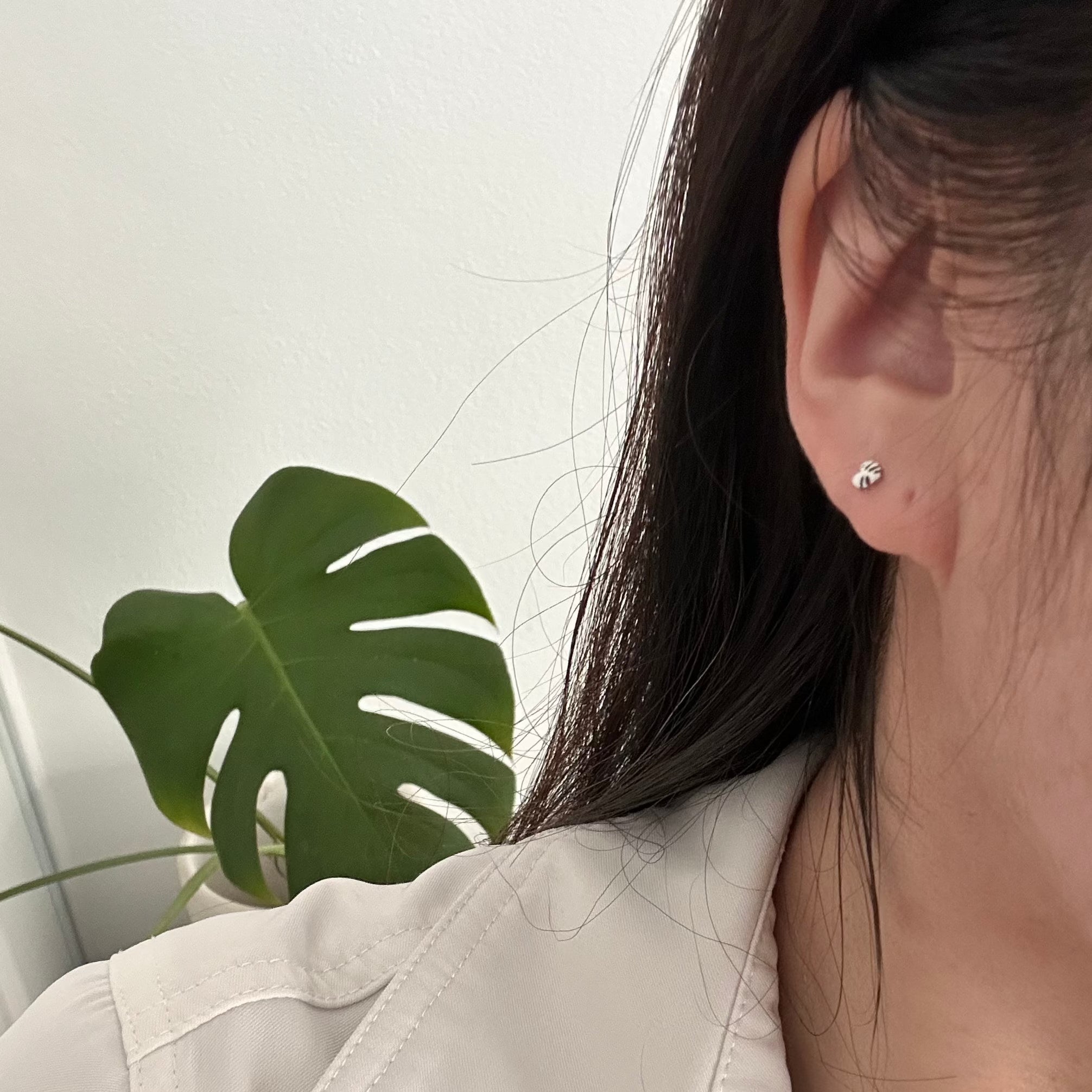 Flat Back- Teeniest Tiniest Monstera Deliciosa Earring Studs – Plant Dosage LLC, view 6