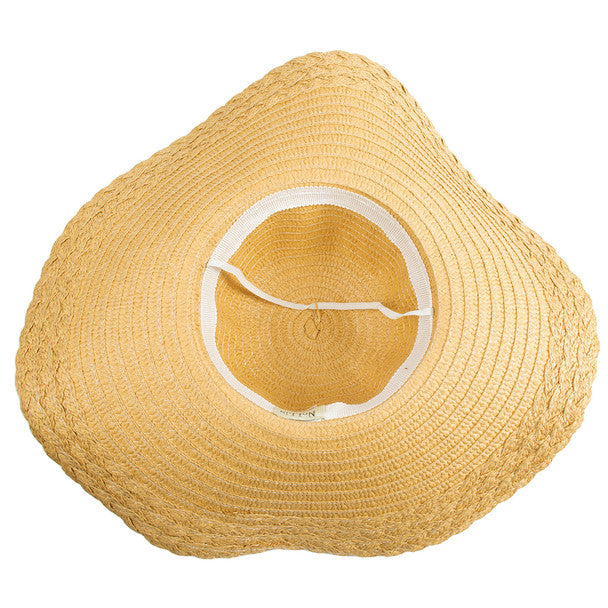 KADOU BOUTIQUE Women's Wide Brim Bow Straw Beach Hat — side view