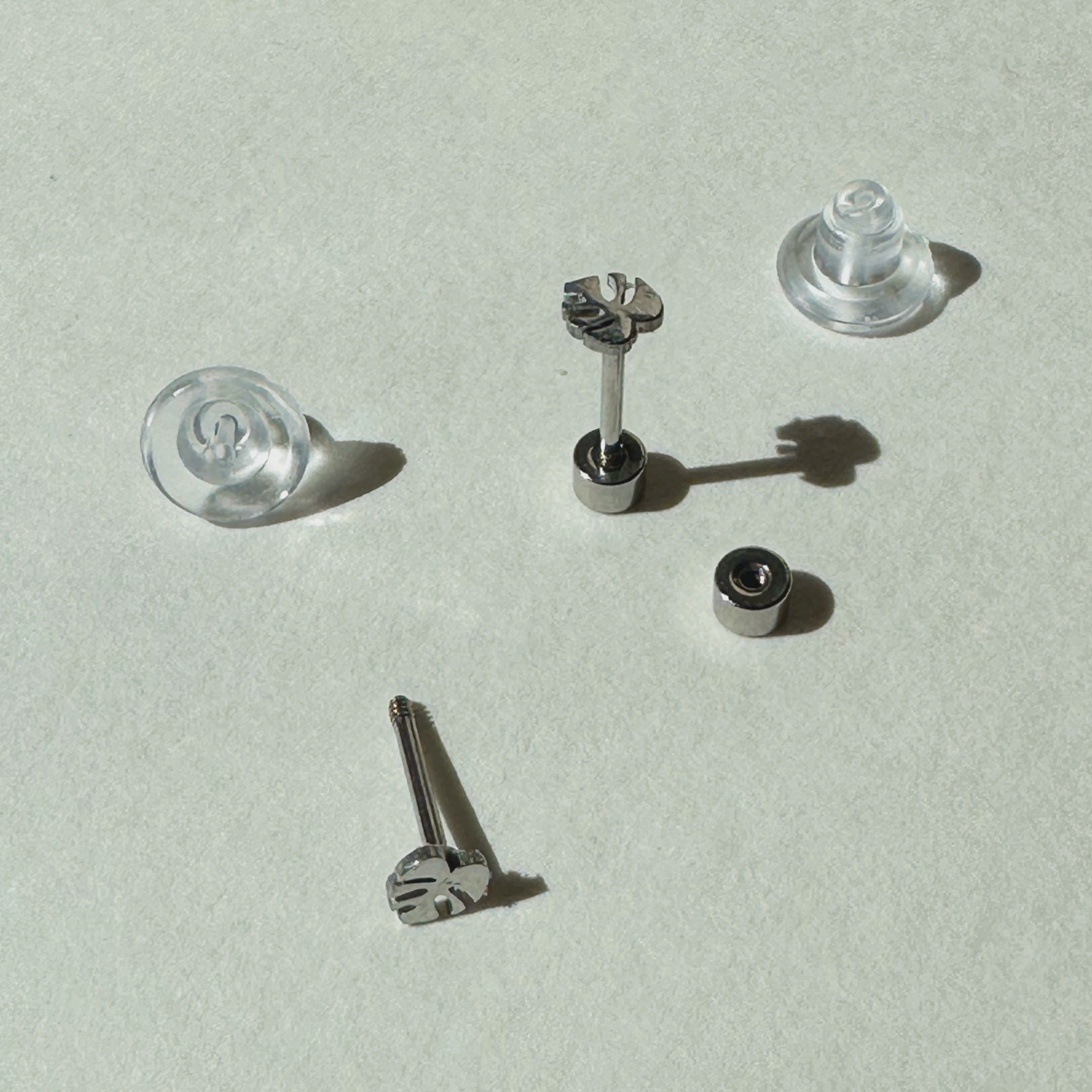 Flat Back- Teeniest Tiniest Monstera Deliciosa Earring Studs – Plant Dosage LLC, view 8