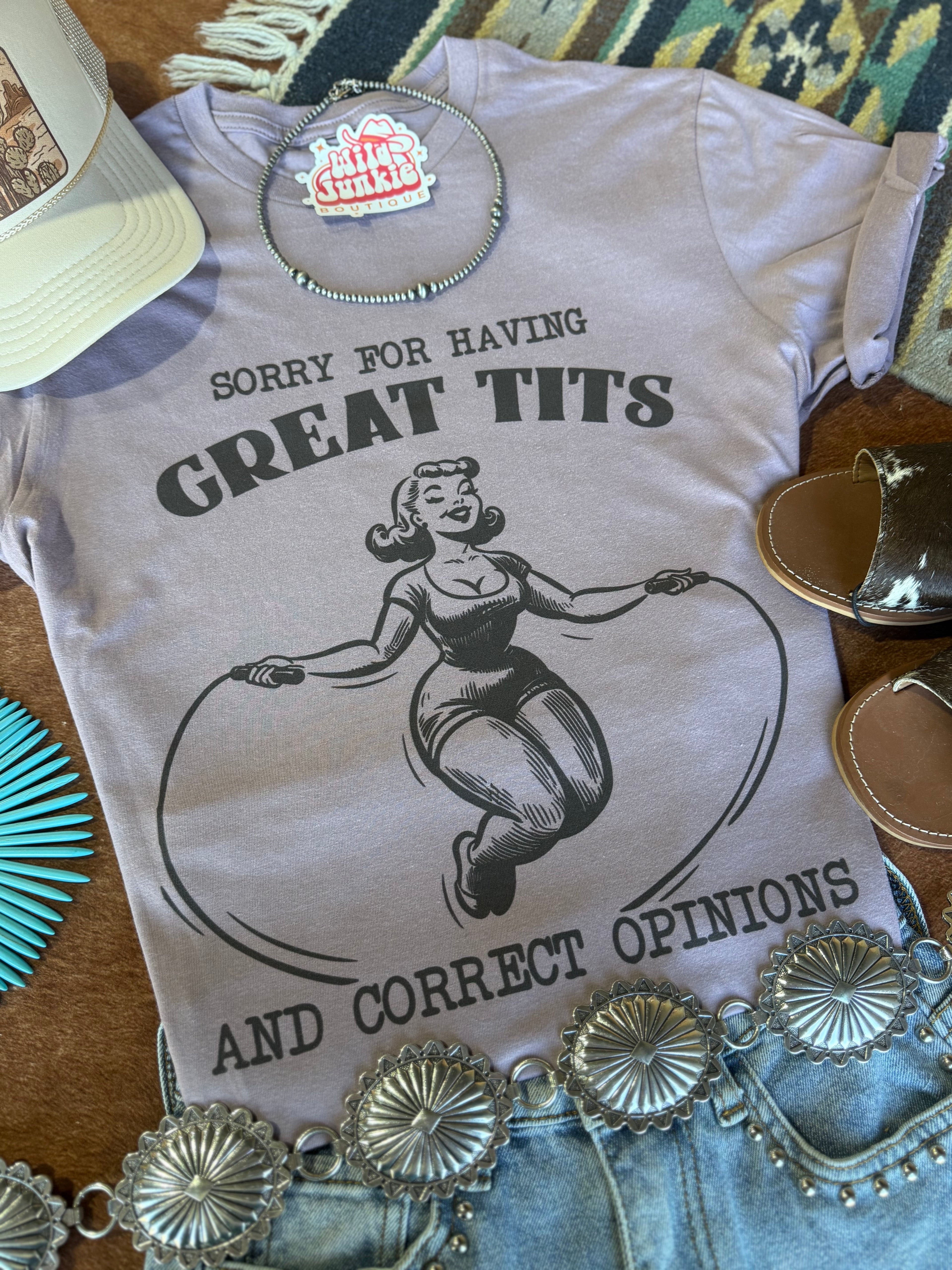 Wild Junkie Sorry For Having Great Tits Graphic Tee — construction detail