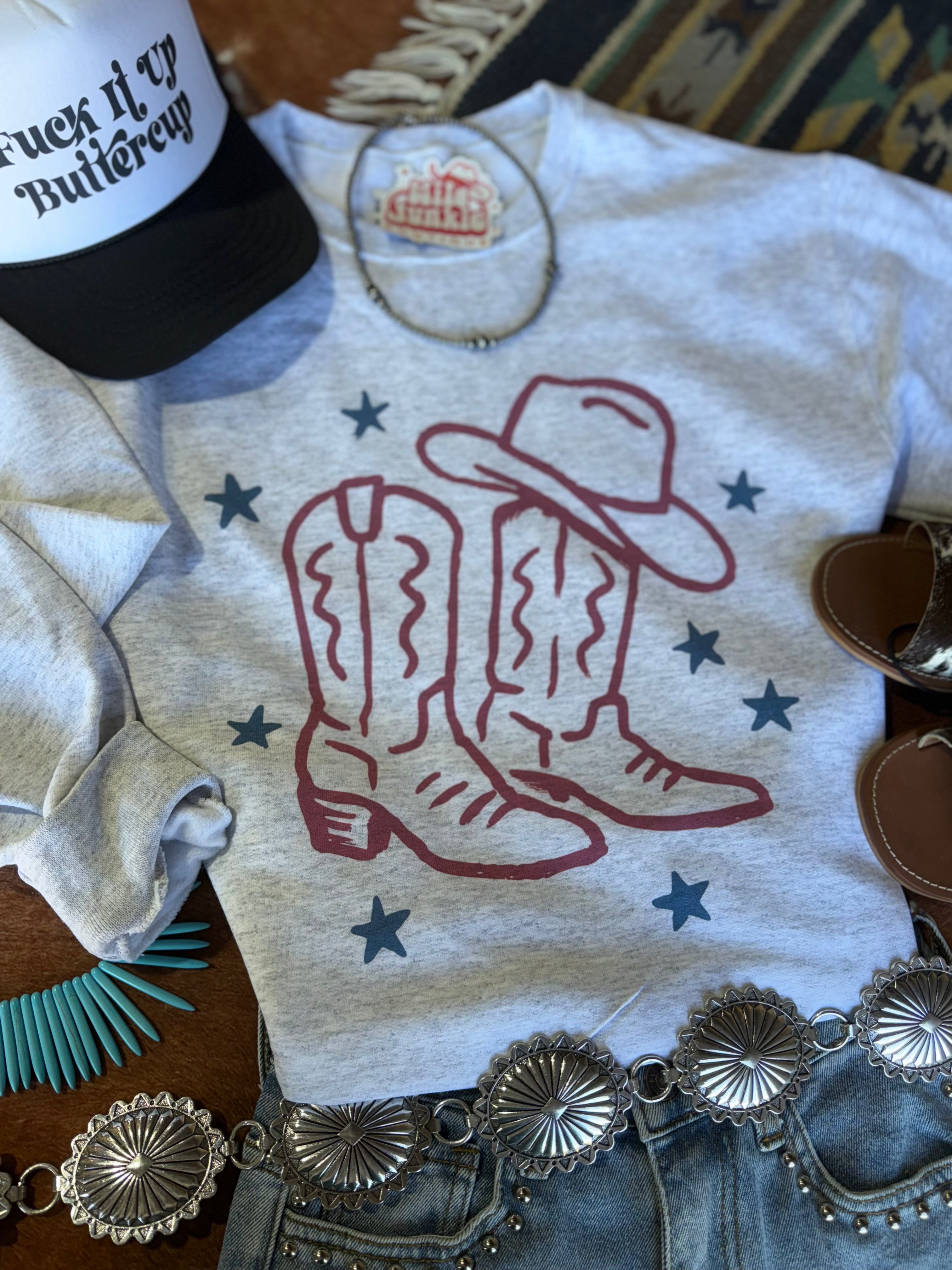 Wild Junkie Star Spangled Boots Graphic Sweatshirt — sweatshirts category context
