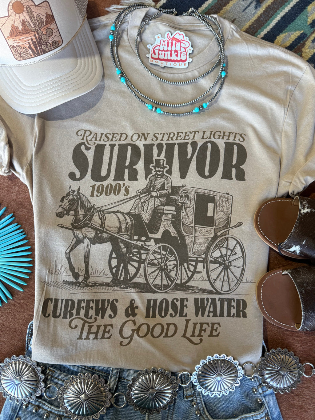 Wild Junkie 1900's Survivor Graphic Tee — main product shot