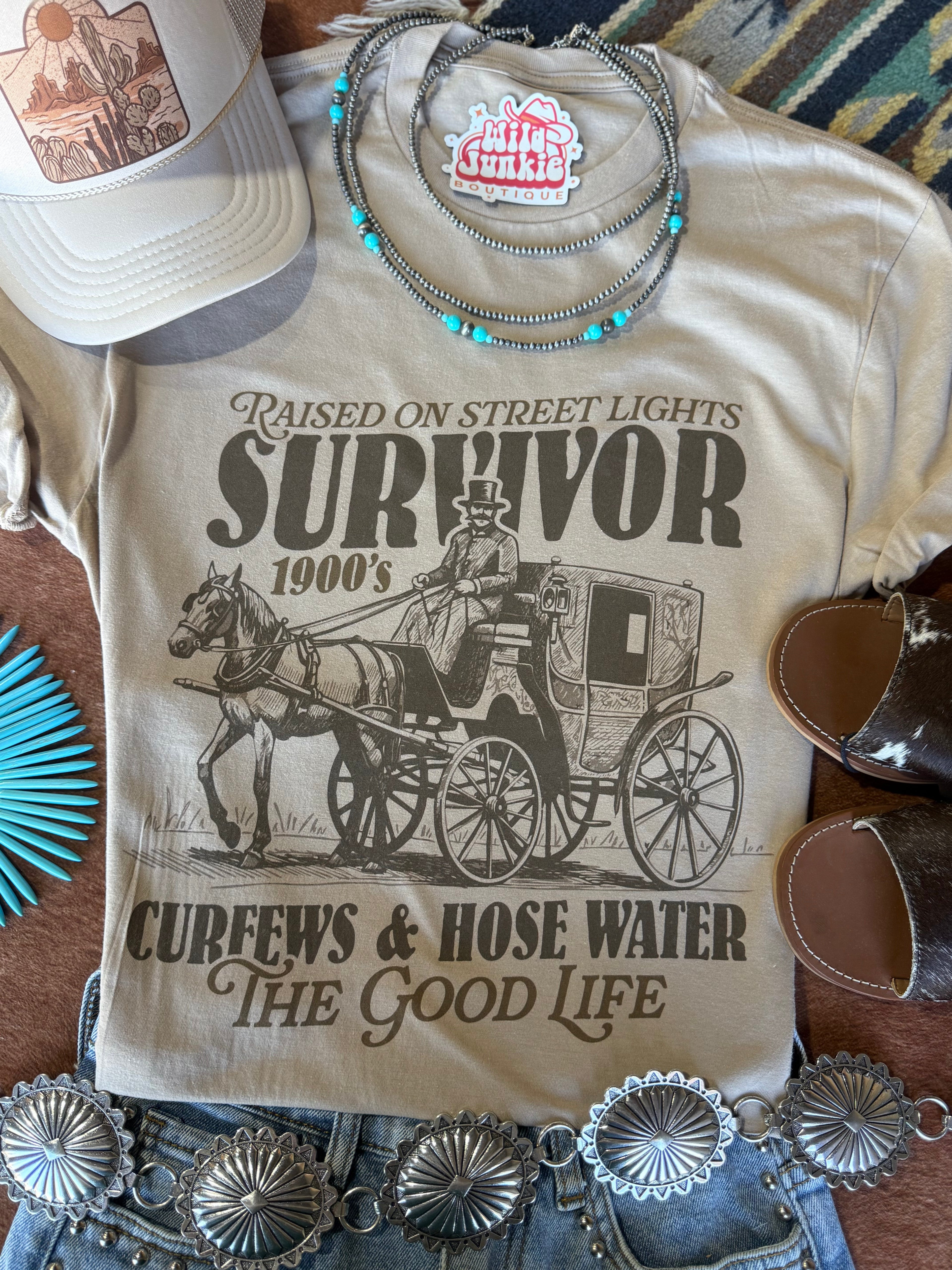 Wild Junkie 1900's Survivor Graphic Tee — main product shot