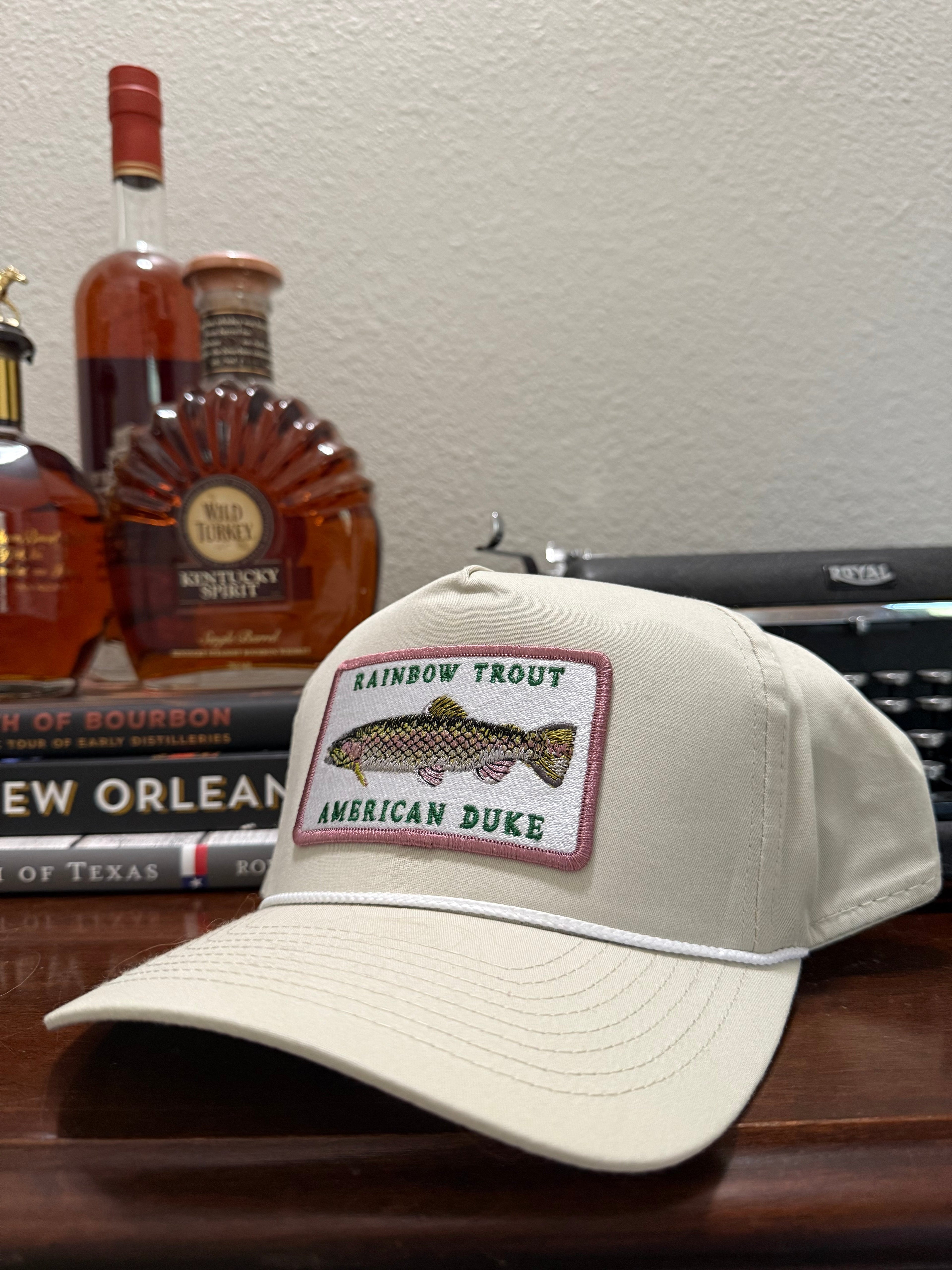 American Duke Apparel Company Rainbow Trout Patch Cap - Tan Rope Hat — main product shot