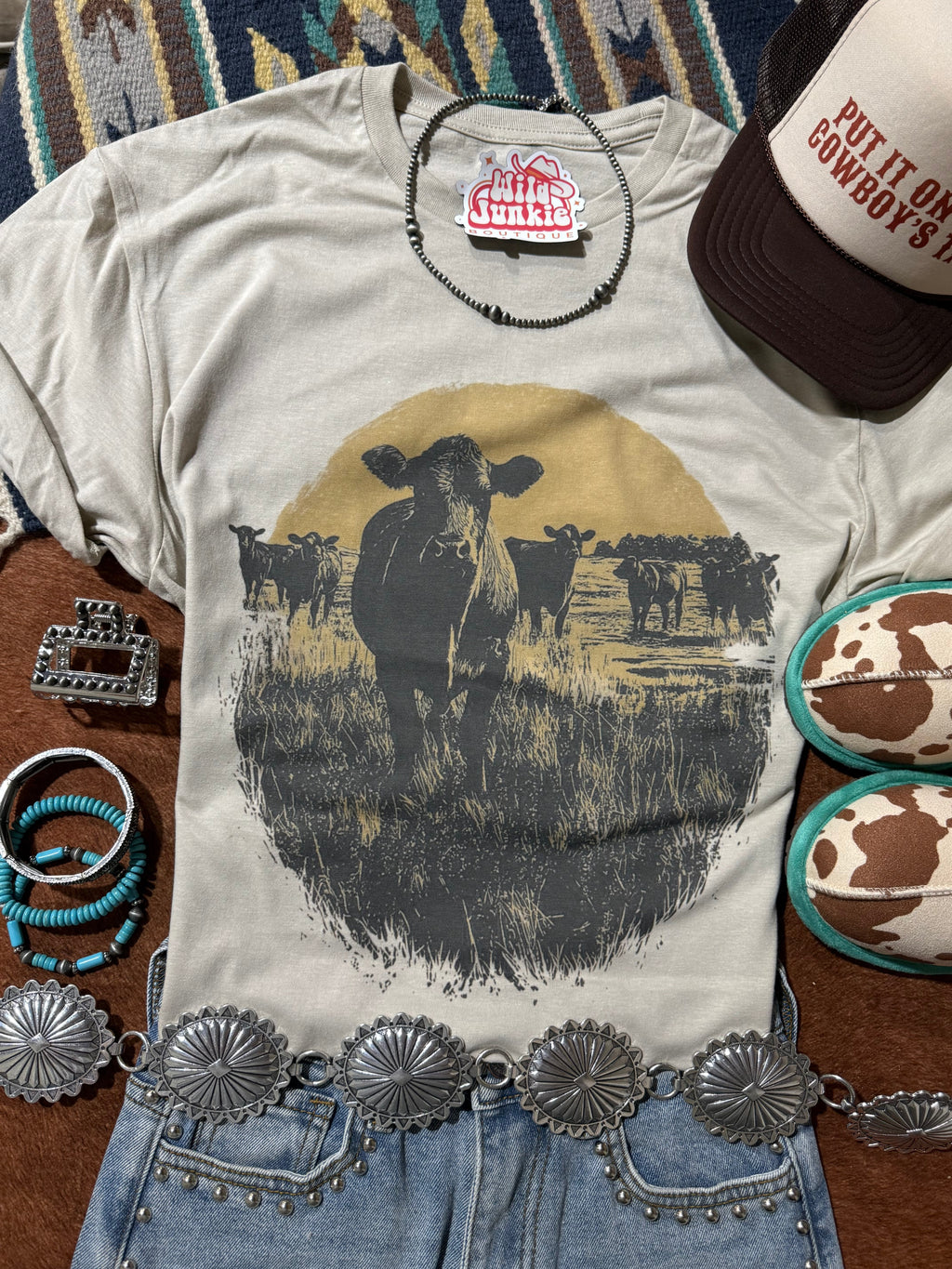 Wild Junkie Pasture Sunset Graphic Tee — main product shot