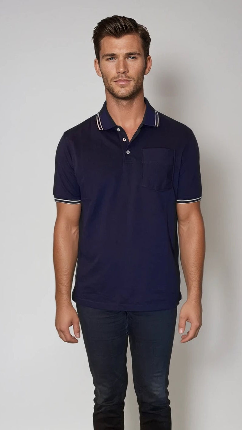 Buki Pocket Polo Shirt - Navy — lifestyle context