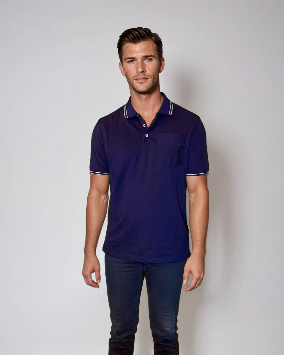 Buki Pocket Polo Shirt - Navy — back view