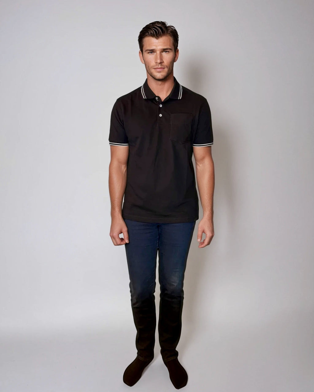 Buki Pocket Polo Shirt - Black — back view
