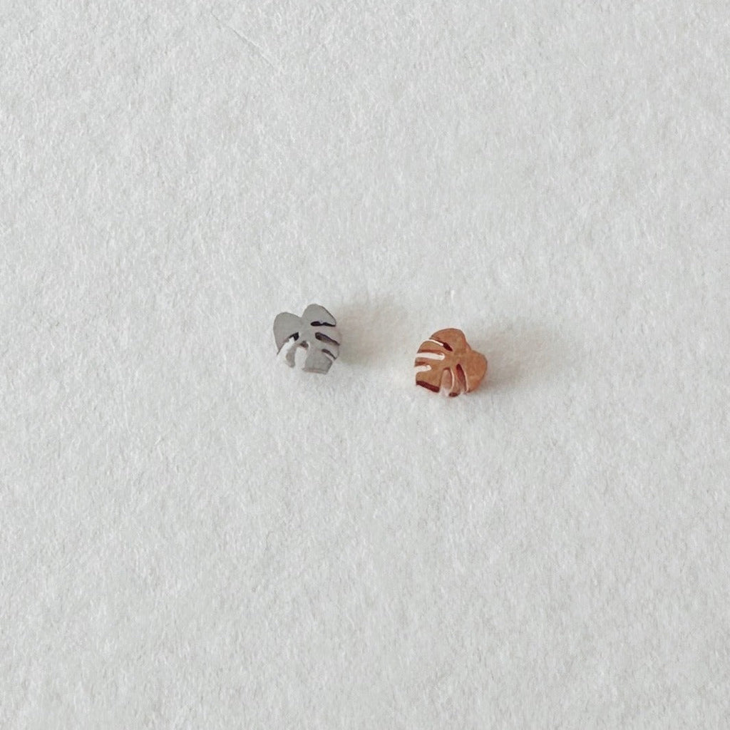 Flat Back- Teeniest Tiniest Monstera Deliciosa Earring Studs – Plant Dosage LLC, view 10