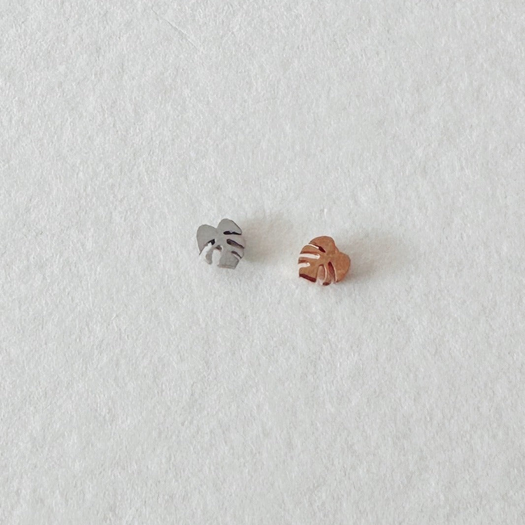 Flat Back- Teeniest Tiniest Monstera Deliciosa Earring Studs – Plant Dosage LLC, view 10