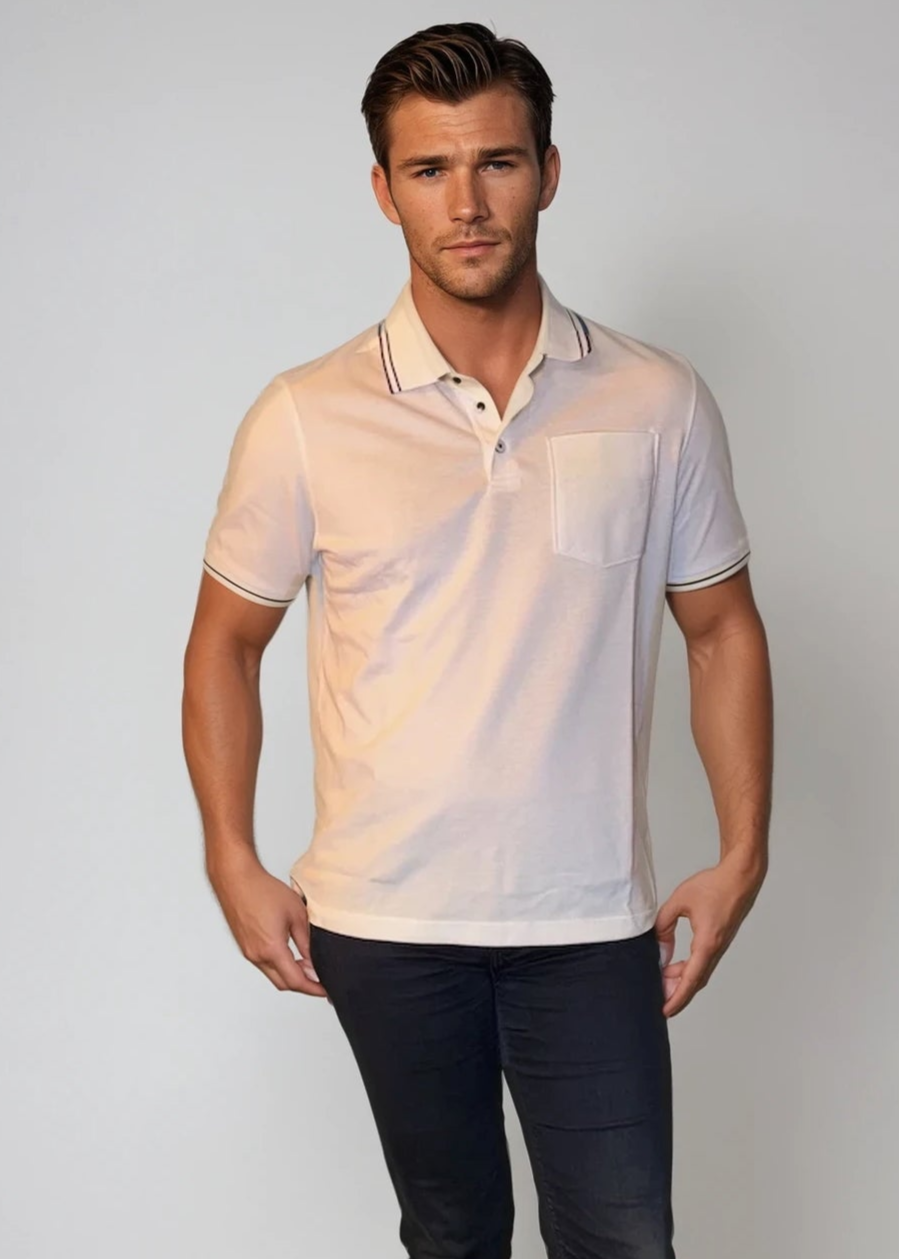 Buki Pocket Polo Shirt - White — main product shot