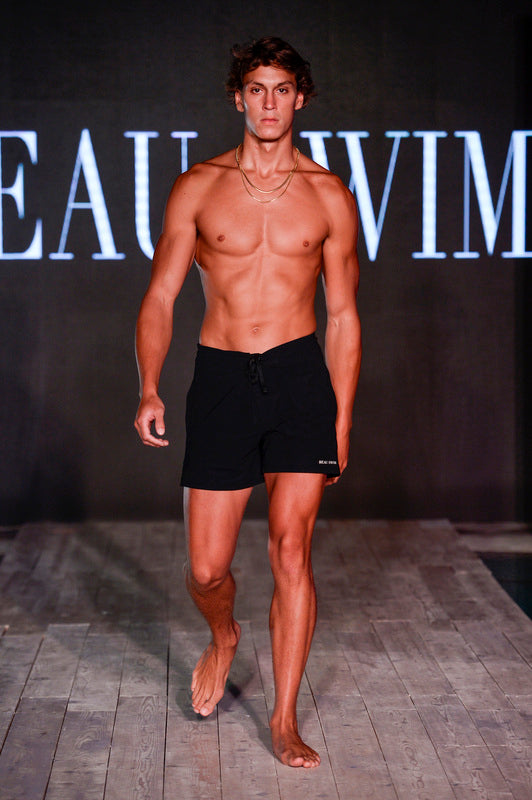 Beau Swim Laguna Shorts - Black — detail and construction