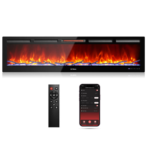 In Flames INF72W-3D WiFi Smart Wall Mounted Electric Fireplace - Tempered Glass – TURBRO