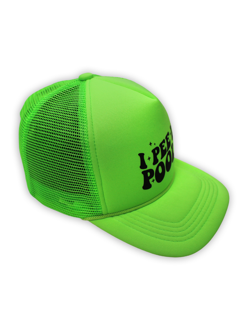 Luckless Outfitters I P IN POOLS FOAM TRUCKER HAT — detail close-up