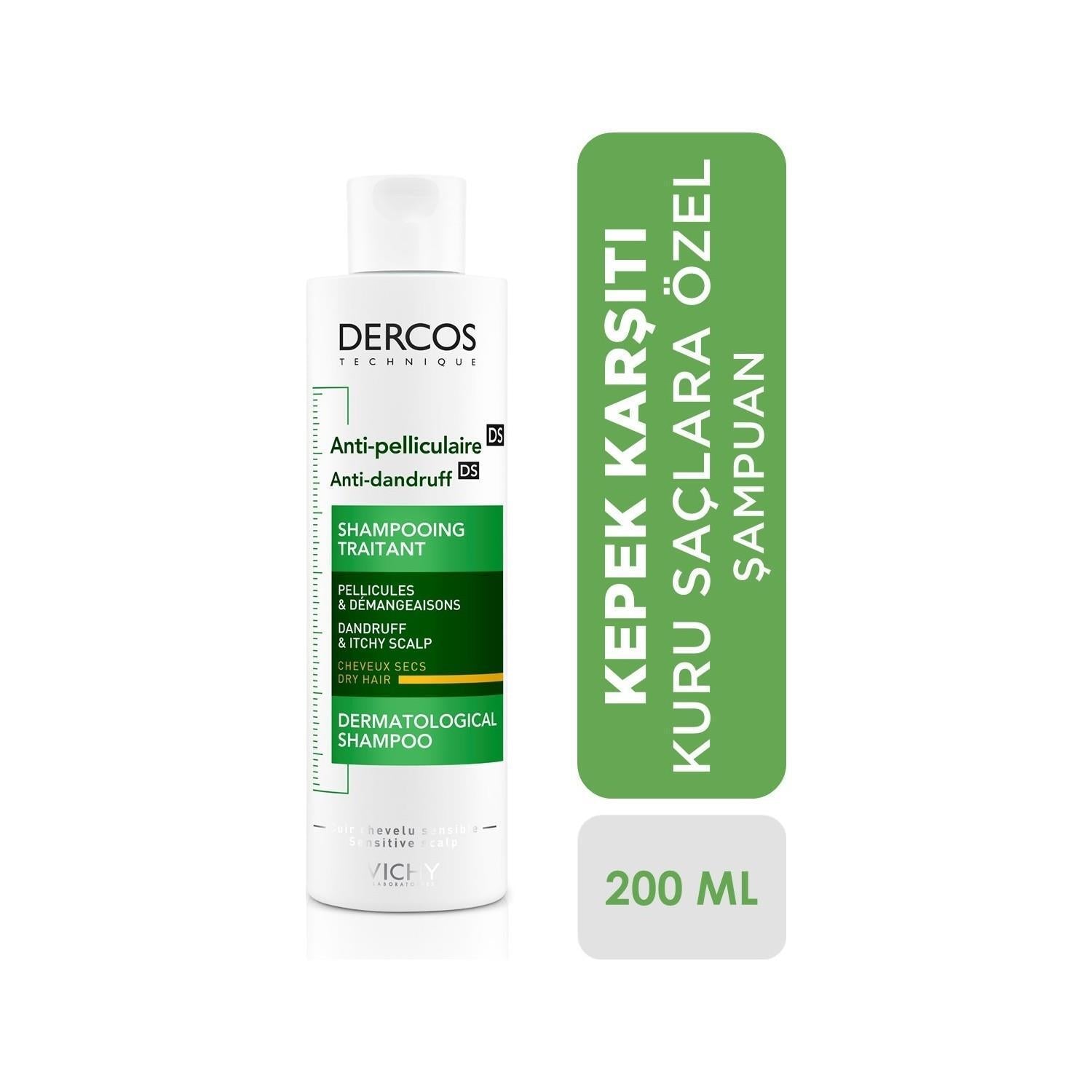 Vichy Dercos Anti-Dandruff Shampoo for Dry Hair - Salicylic Acid, Paraben-Free - Soothes Itching Scalp & Eliminates Flakes