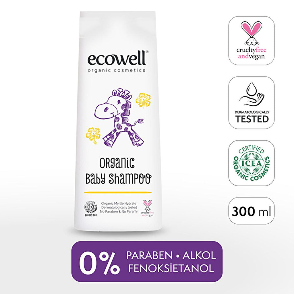 Ecowell Organic Baby Shampoo & Body Wash - Gentle, Paraben-Free, Vegan Certified - 10.14 fl oz
