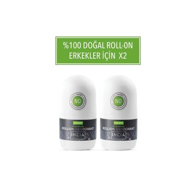 Incia Natural Roll-on Deodorant for Men - 50 ml x 2 Pack, Effective Odor Protection & Natural Ingredients