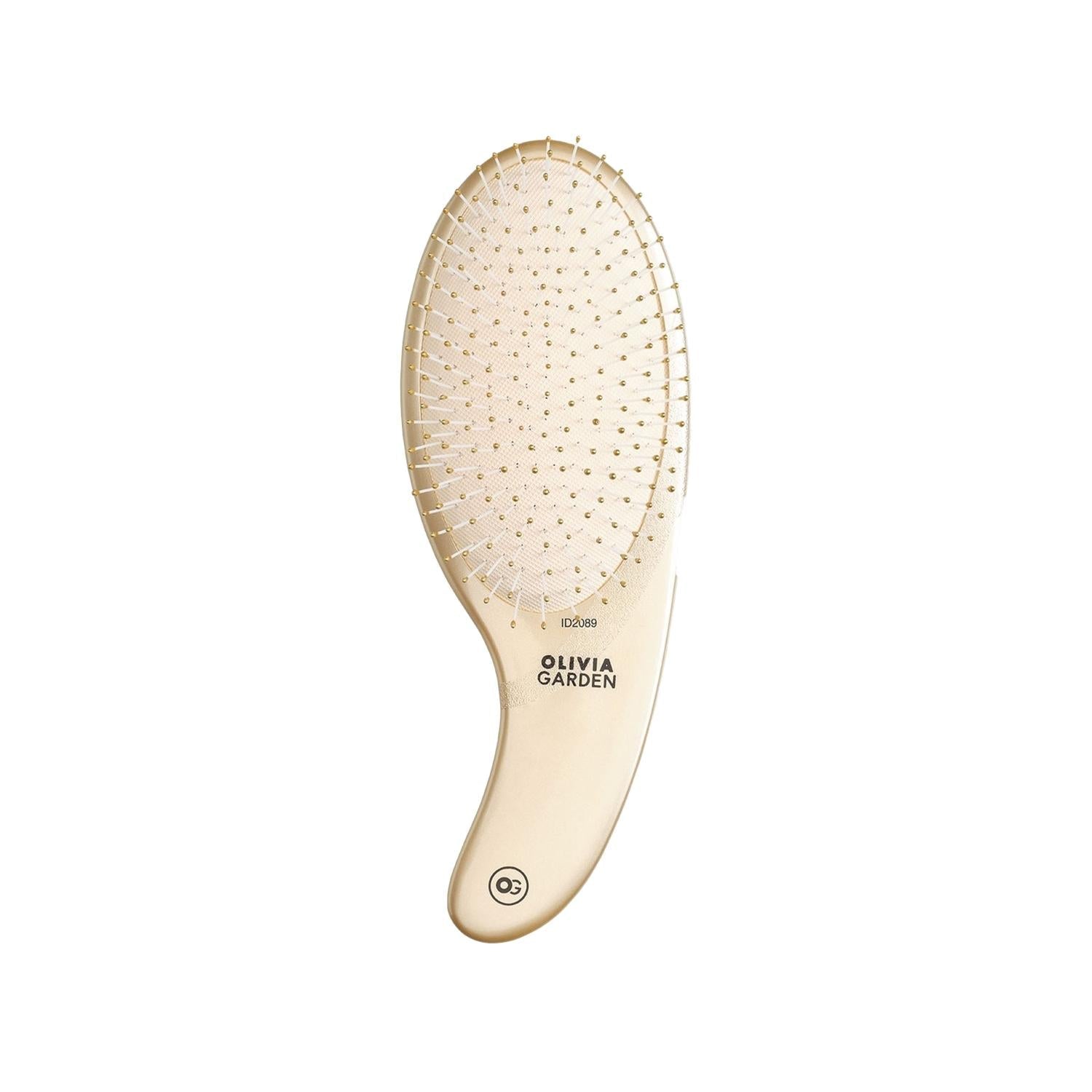 Olivia Garden Expert Care Curve Hair Brush - Detangling Nylon Bristles, Gold Finish for Comfortable Hair Styling