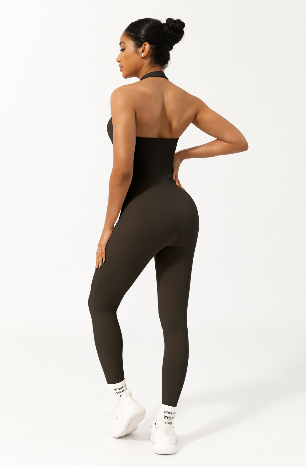 KIMITH BRAND I Am Powerful Bodysuit in Chocolate — back view