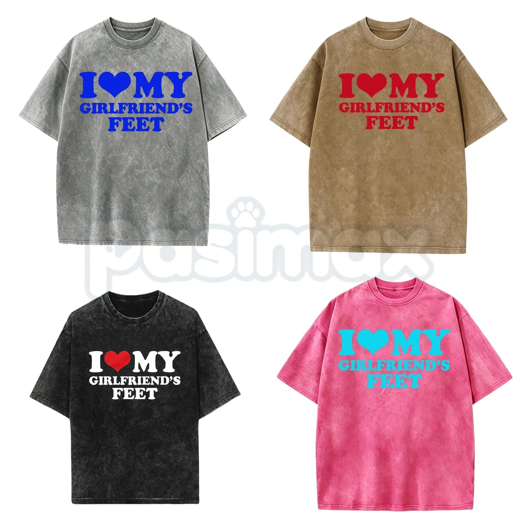 I Love My Girlfriend's Feet T-Shirt – Funny Boyfriend Relationship Meme Vintage Washed Tee, Humorous Statement Lightweight Cotton Graphic Top