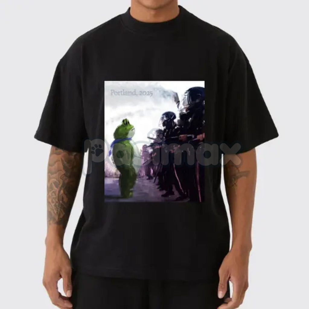 Pasimax "I Stand With Frog" Portland Protest T-Shirt - Artistic Activist Graphic Tee, Unisex Frog Resist Apparel — main produ