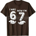 "I Was 6, Now I'm 7" Meme Birthday T-Shirt - Funny 7th Birthday Hands Graphic Tee, Viral Six Seven Kid Meme Shirt, Seven Year Old Birthday Gift