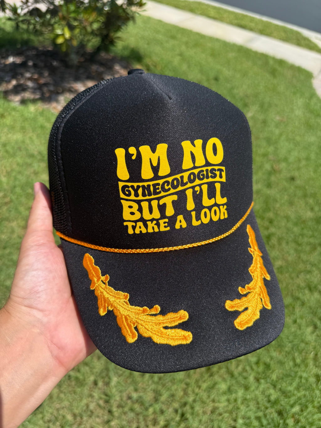Luckless Outfitters I'll Take A Look Trucker Hat — detail close-up