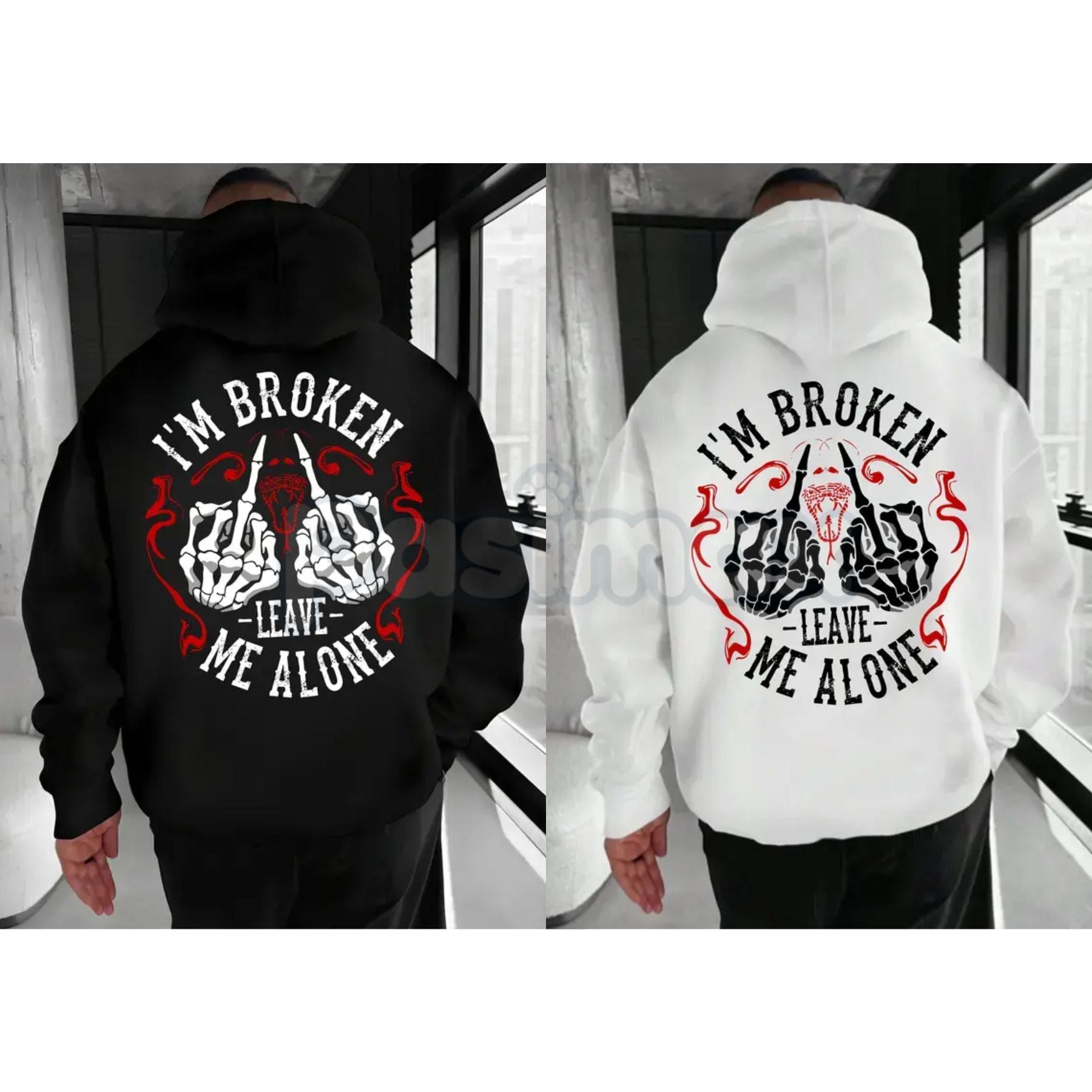 Pasimax "I’m Broken Leave Me Alone" Hoodie – Aesthetic Emo Streetwear, Moody Grunge Statement Pullover, Unisex — main product