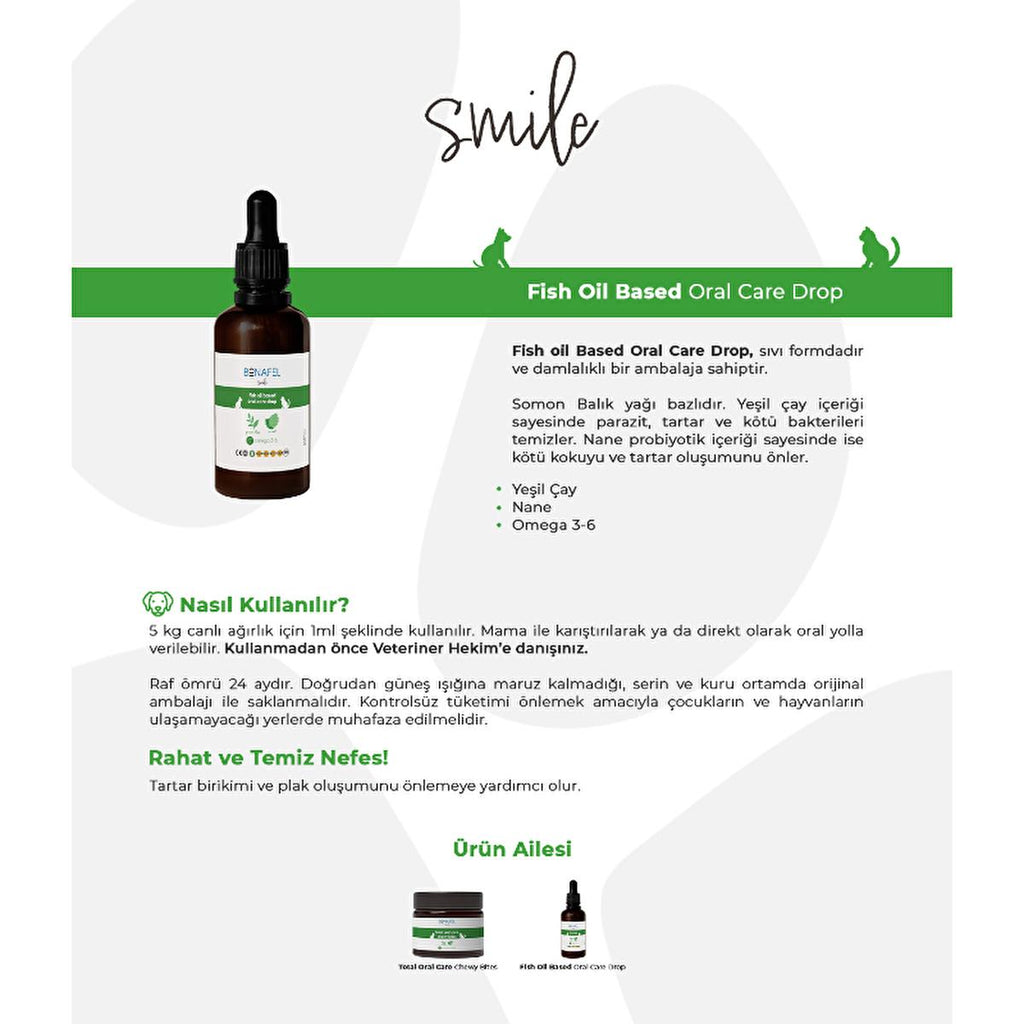 Bonafel Pet Oral Health Supplement for Cats and Dogs - Fish Oil Based Tablets for Fresh Breath & Overall Health