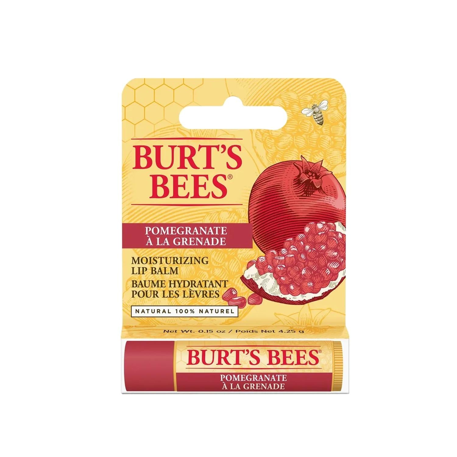 Burt's Bees Pomegranate Flavored Lip Care Balm - Natural Moisturizer for Dry Lips