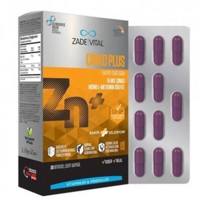 Zade Vital Çinko Plus 30 Capsules - Zinc, Copper & Selenium Supplement for Immune System Support