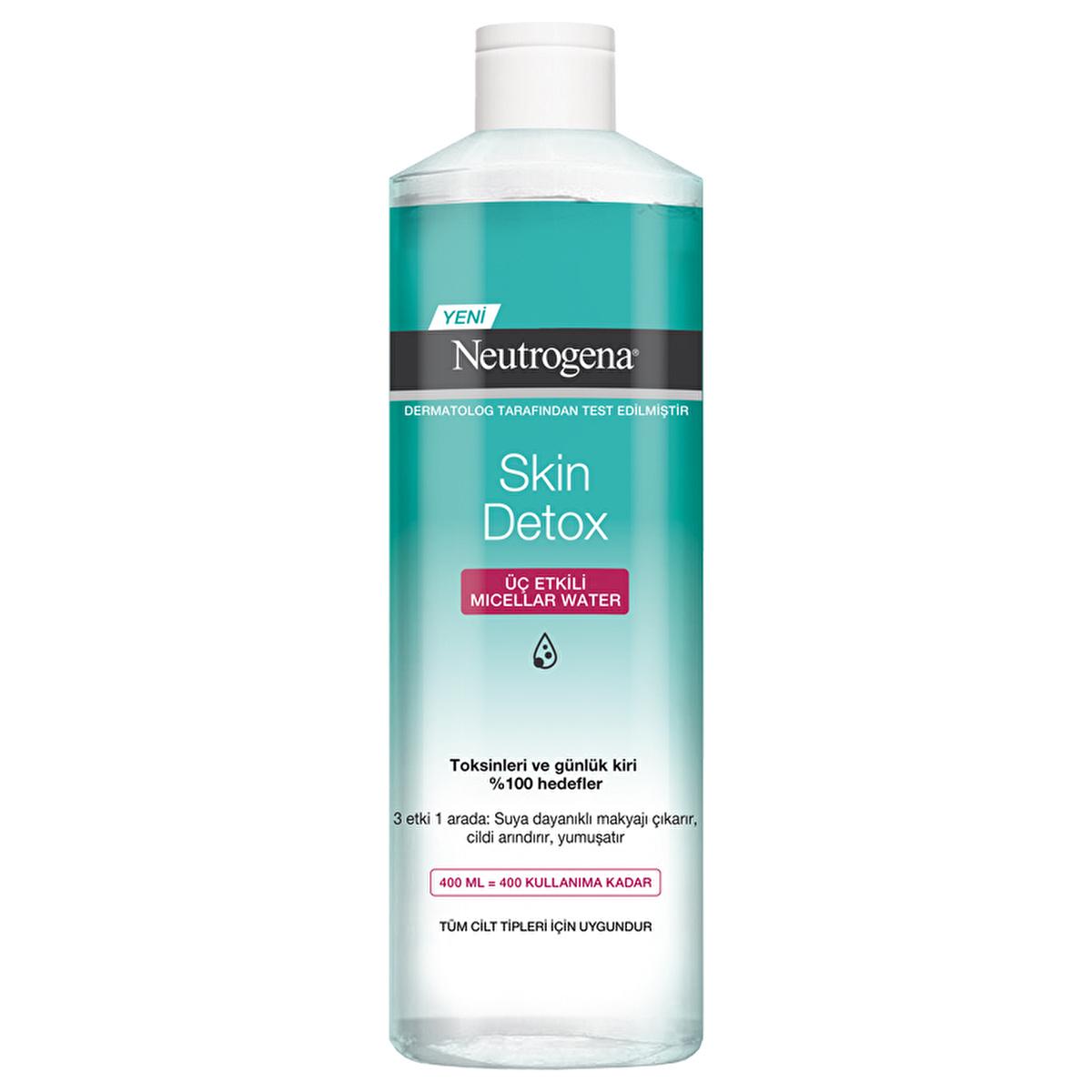 Neutrogena Skin Detox Micellar Cleansing Water - Gentle Makeup Remover, Deep Pore Cleanse, Radiance, Removes Waterproof Mascara - 400 ml