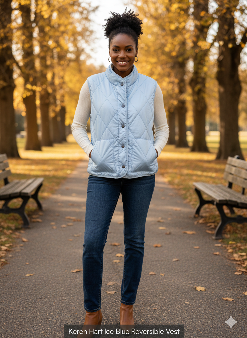 KADOU BOUTIQUE Ice Blue Reversible Vest by Keren Hart — detail close-up