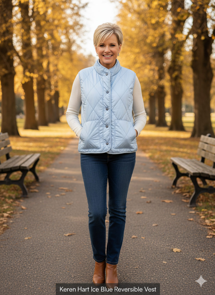 KADOU BOUTIQUE Ice Blue Reversible Vest by Keren Hart — main product shot