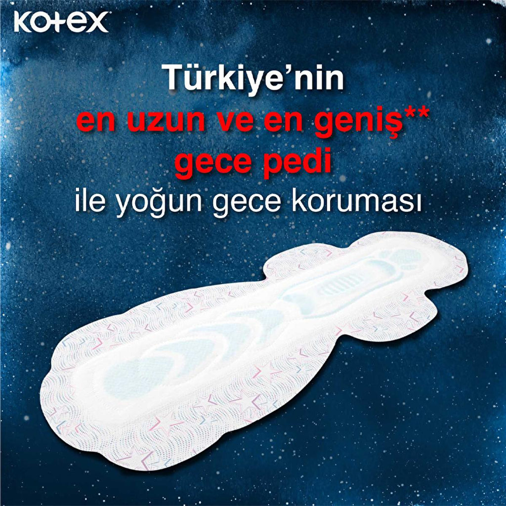 Kotex Ultra Gece Hijyenik Ped - Overnight Sanitary Pads for Women, Leakproof & Comfortable Feminine Hygiene Products