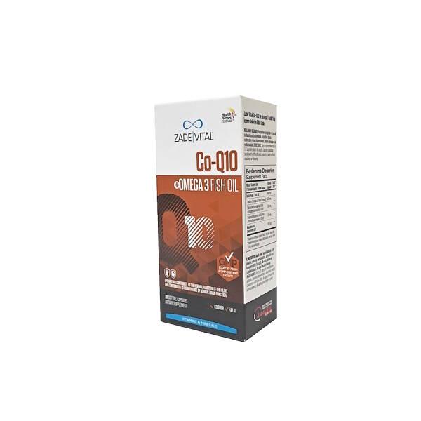Zade Vital Co-Q10 Omega 3 Dietary Supplement for Heart Health - 30 Capsules, Antioxidant Support