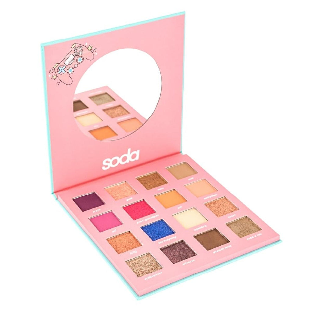 Soda Game Over Eyeshadow Palette 003 Ultimate Burst - 16 Shade Makeup Eyeshadow Palette with Matte, Shimmer, Glitter Finishes