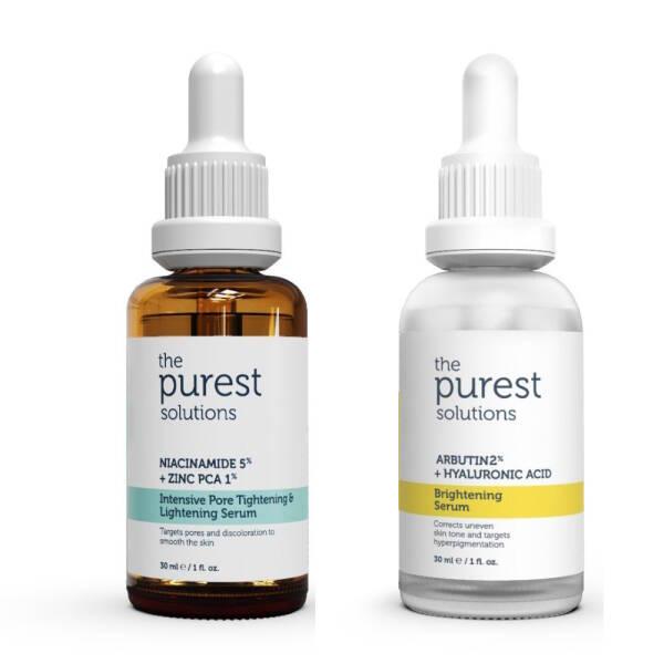 The Purest Solutions Skincare Serum Set - Pore Tightening & Brightening with Niacinamide & Hyaluronic Acid